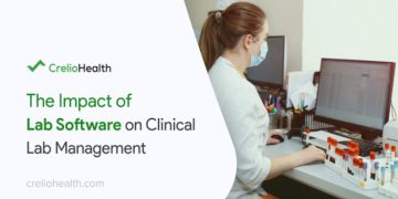 banner image of blog showcasing the synergy of technology and healthcare, symbolizing the revolution in clinical lab management through the utilization of advanced lab software
